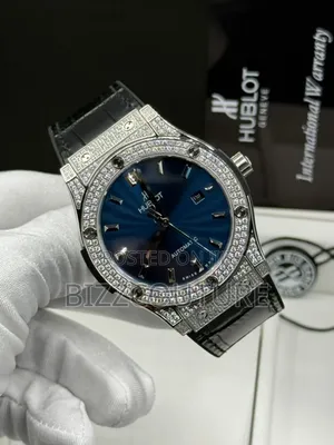 Original Hublot Gevene Black Genuine Leather Strap Watch