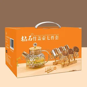 Seven Piece Set With Diamond Bamboo Lid