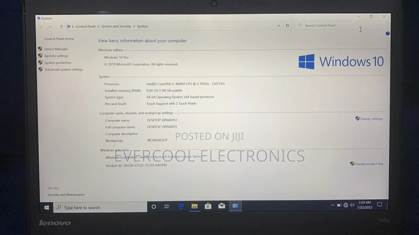 Laptop Lenovo ThinkPad T440s 8GB Intel Core I7 SSD 256GB