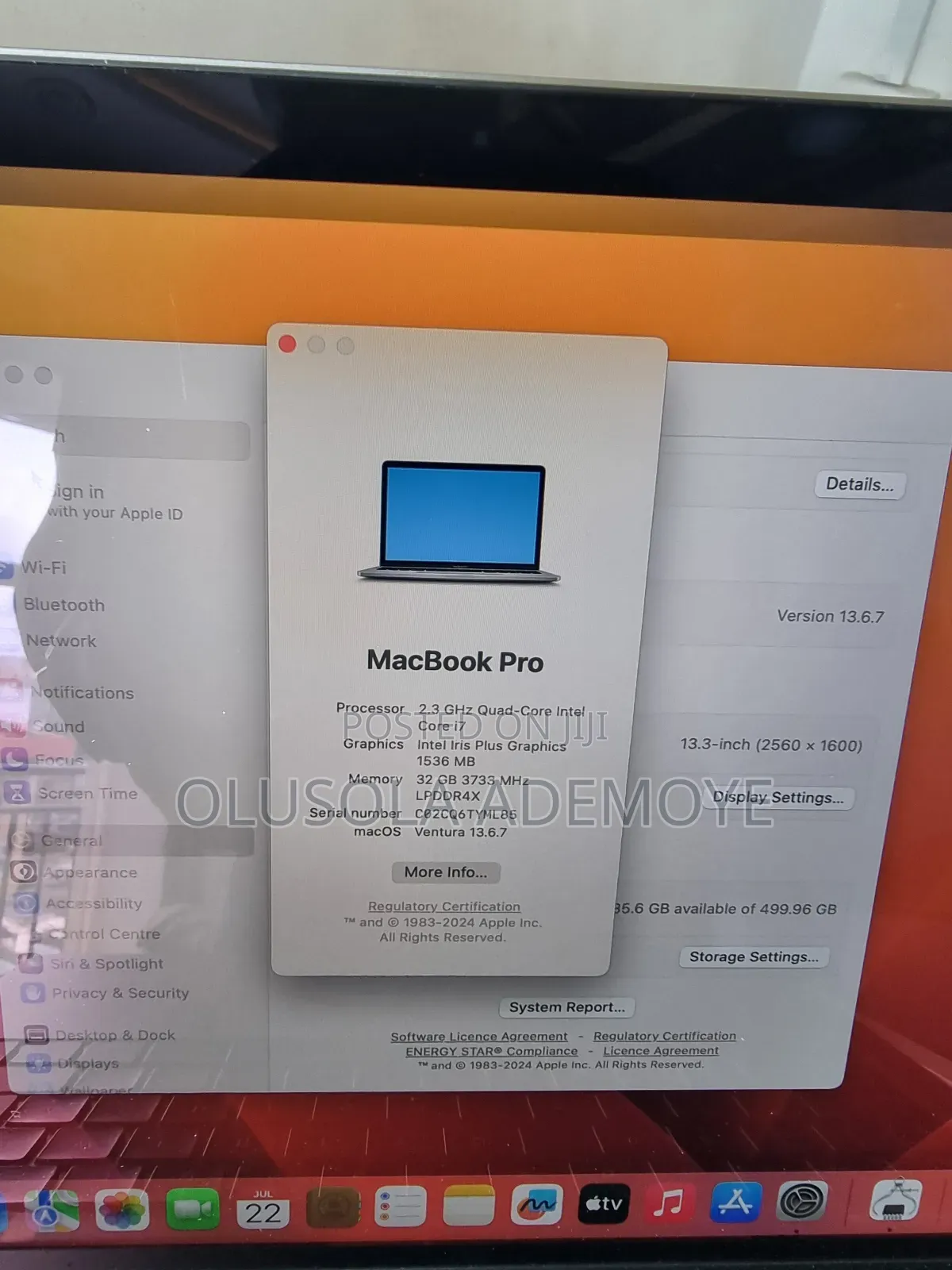 Laptop Apple MacBook Pro 2020 32GB Intel Core I7 SSD 512GB