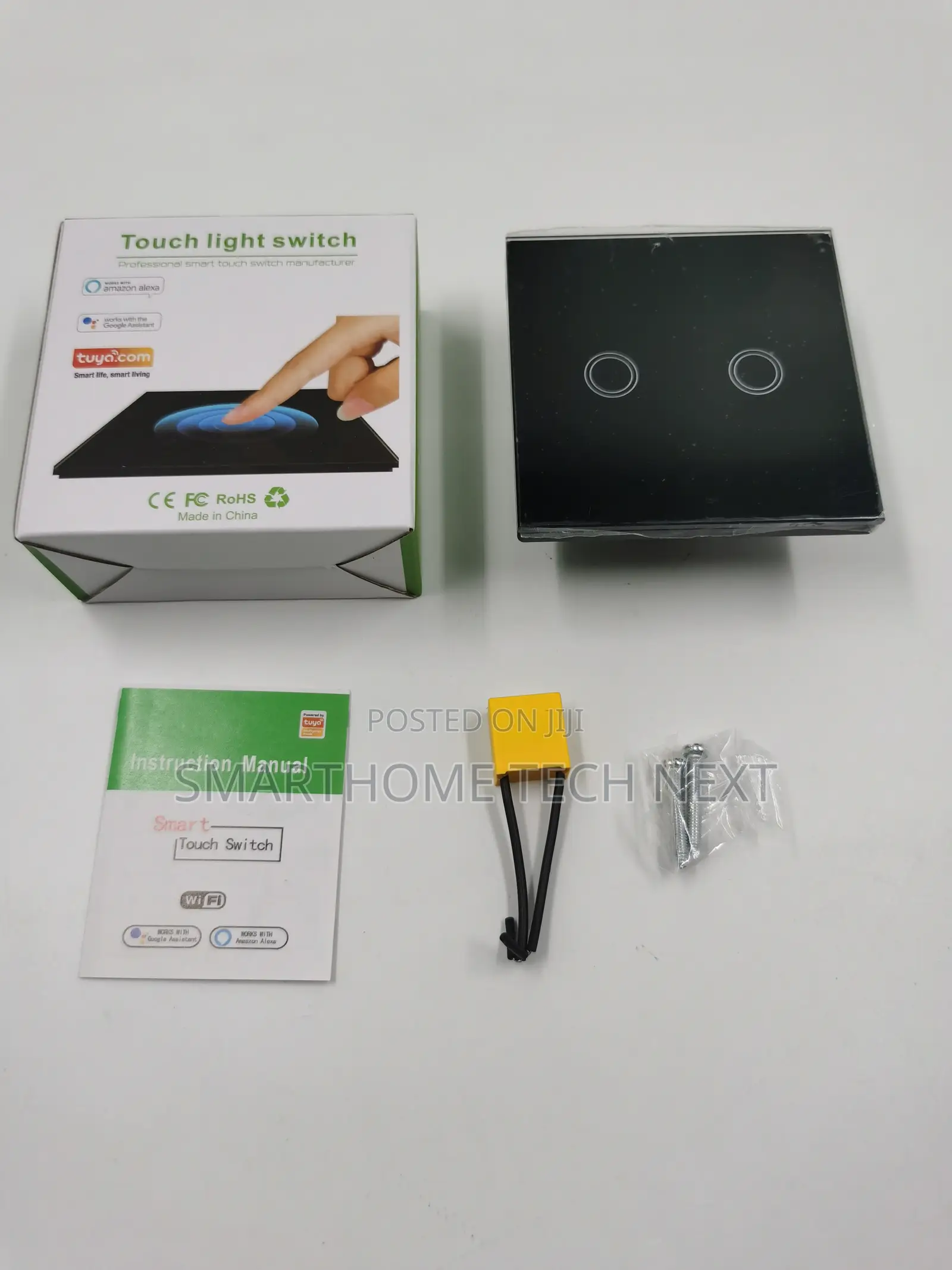 Smart Wifi Wall Switch – 2 Gang Black