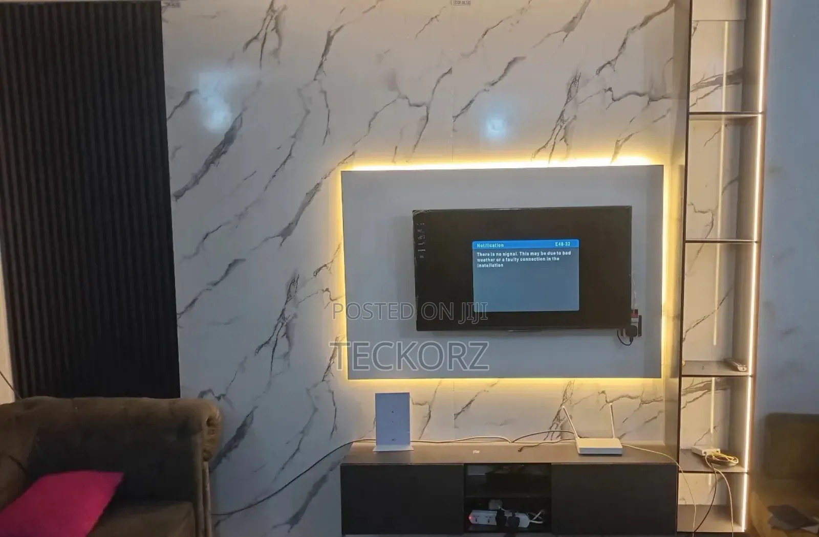 Fluted Wall Tv Console Unit With Led Light