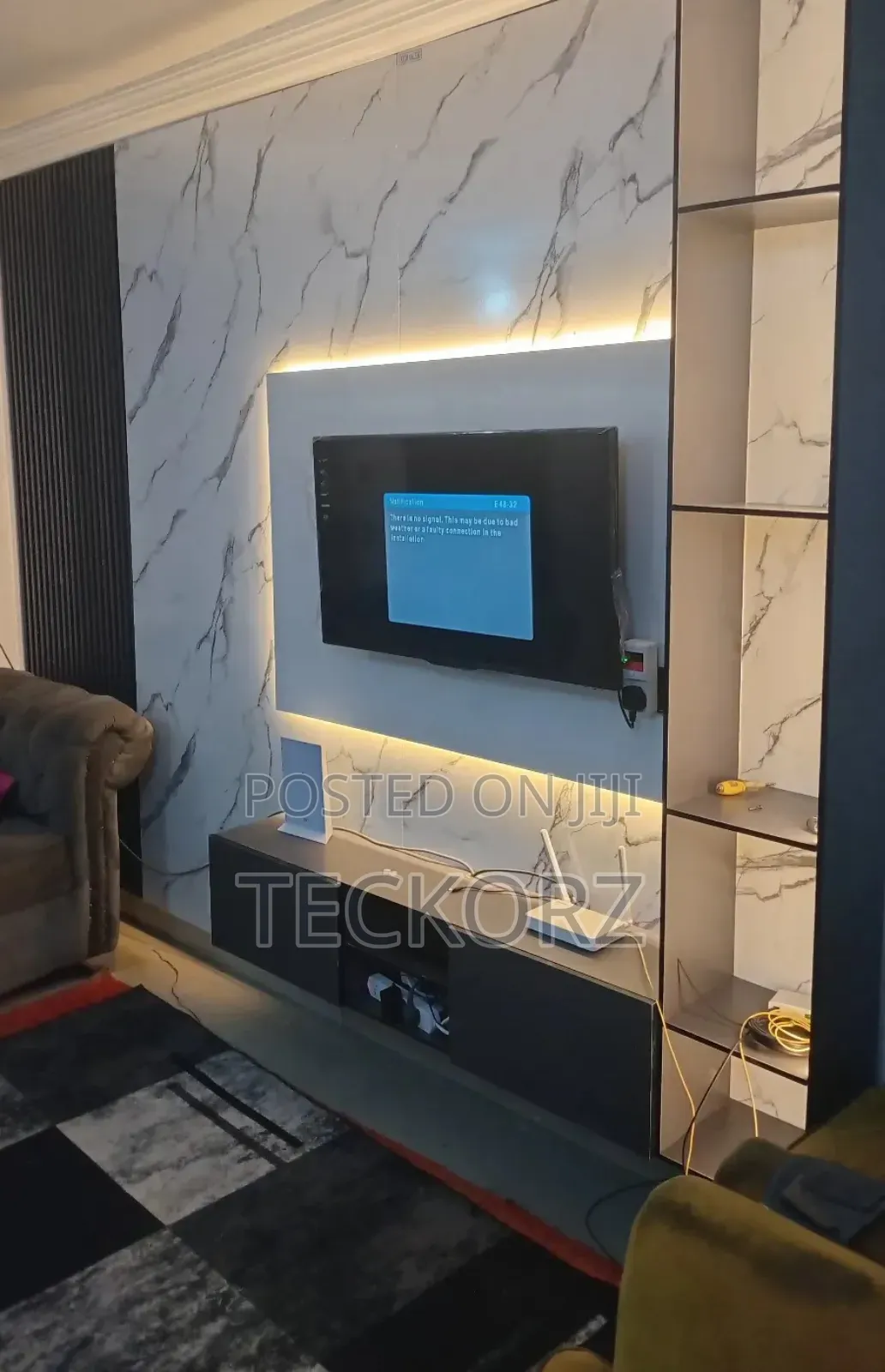 Fluted Wall Tv Console Unit With Led Light