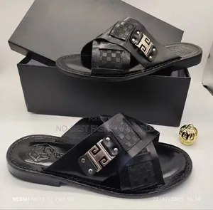 Italian Black Leather Slippers