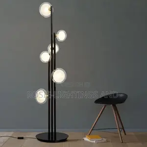 Modern Glass Ball Floor Lamp (Black)