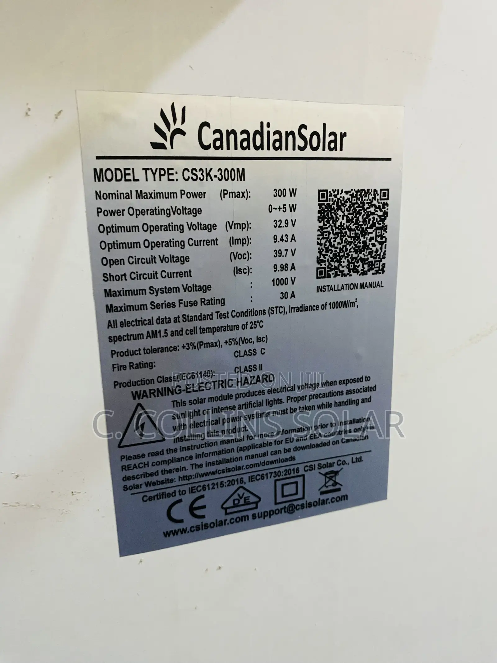 Clean 300w Canadian Used Panel