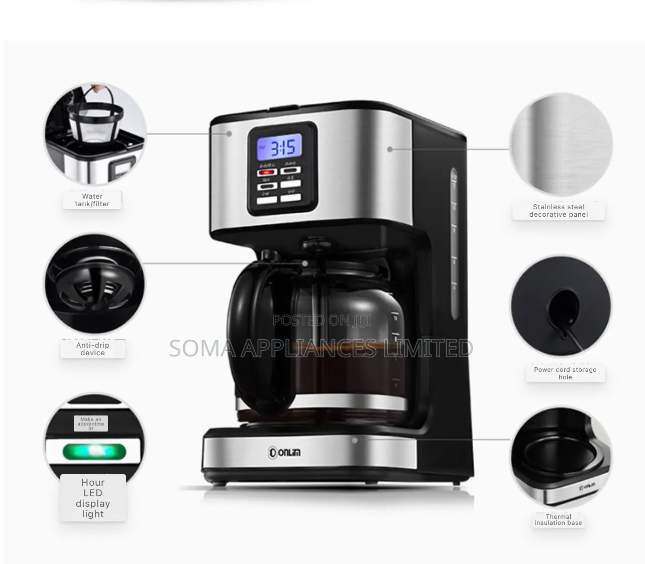 Donlim Dl-Kf400s Automatic Drip Coffee Machine