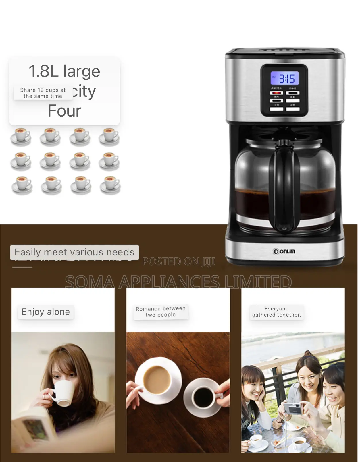 Donlim Dl-Kf400s Automatic Drip Coffee Machine