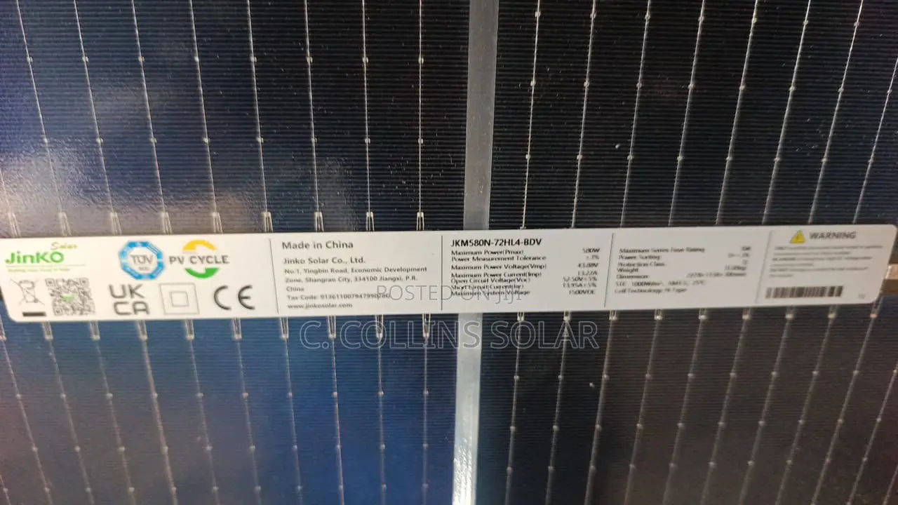 580w Jinko Solar Panel