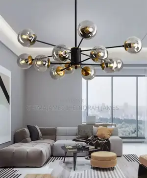 Modern Nordic Chandelier Glass Globe Led Pendant Light Black