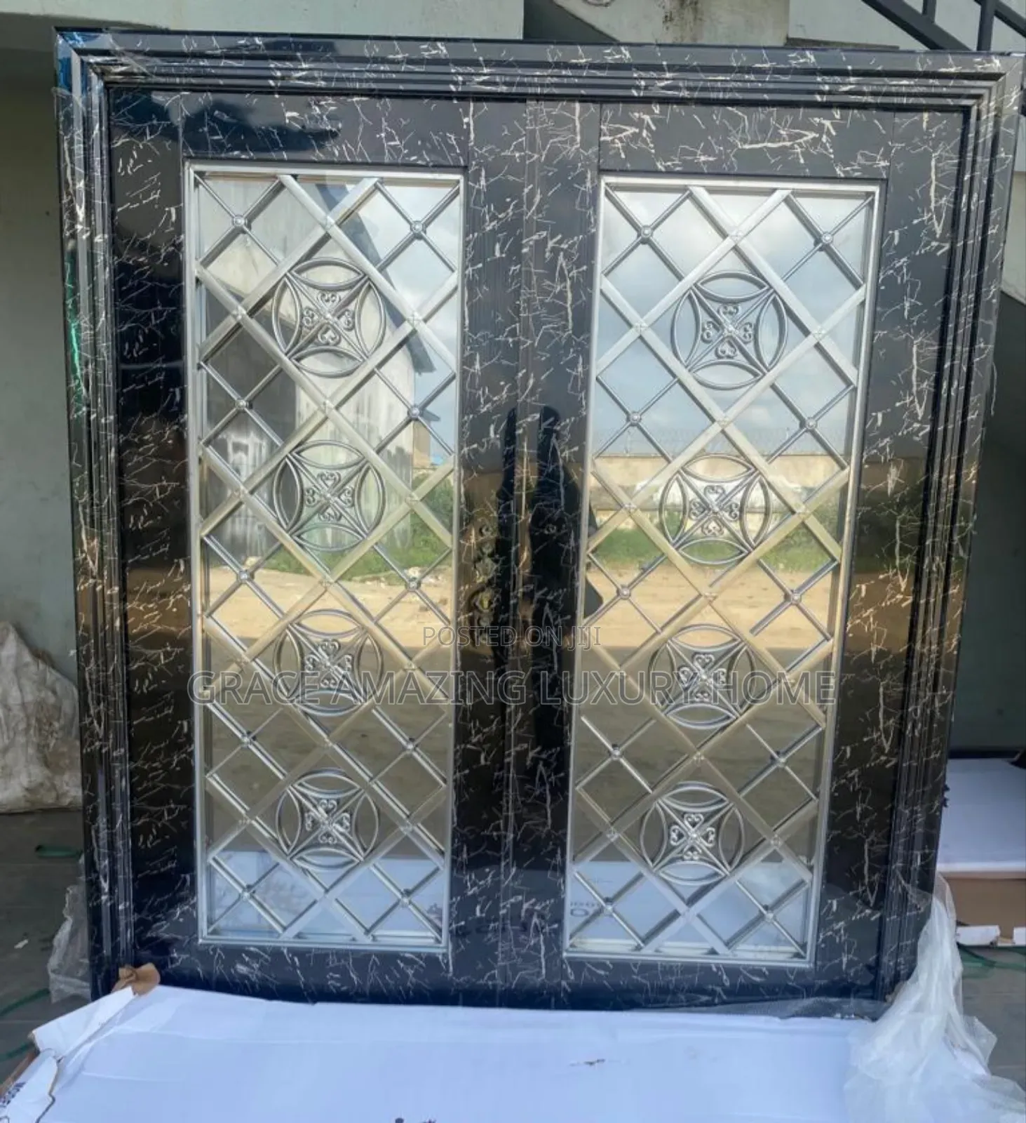 5ft Marble Design Glass Door