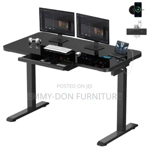 Adjustable Electric Glass Table With Finger Print 