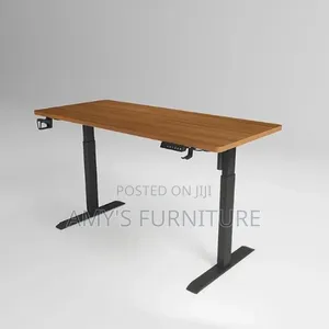 Adjustable Table Electric Walnut + Black Frame - 1.2m