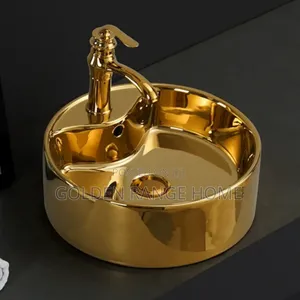 40x40cm Gold Ceramic Countertop Basin