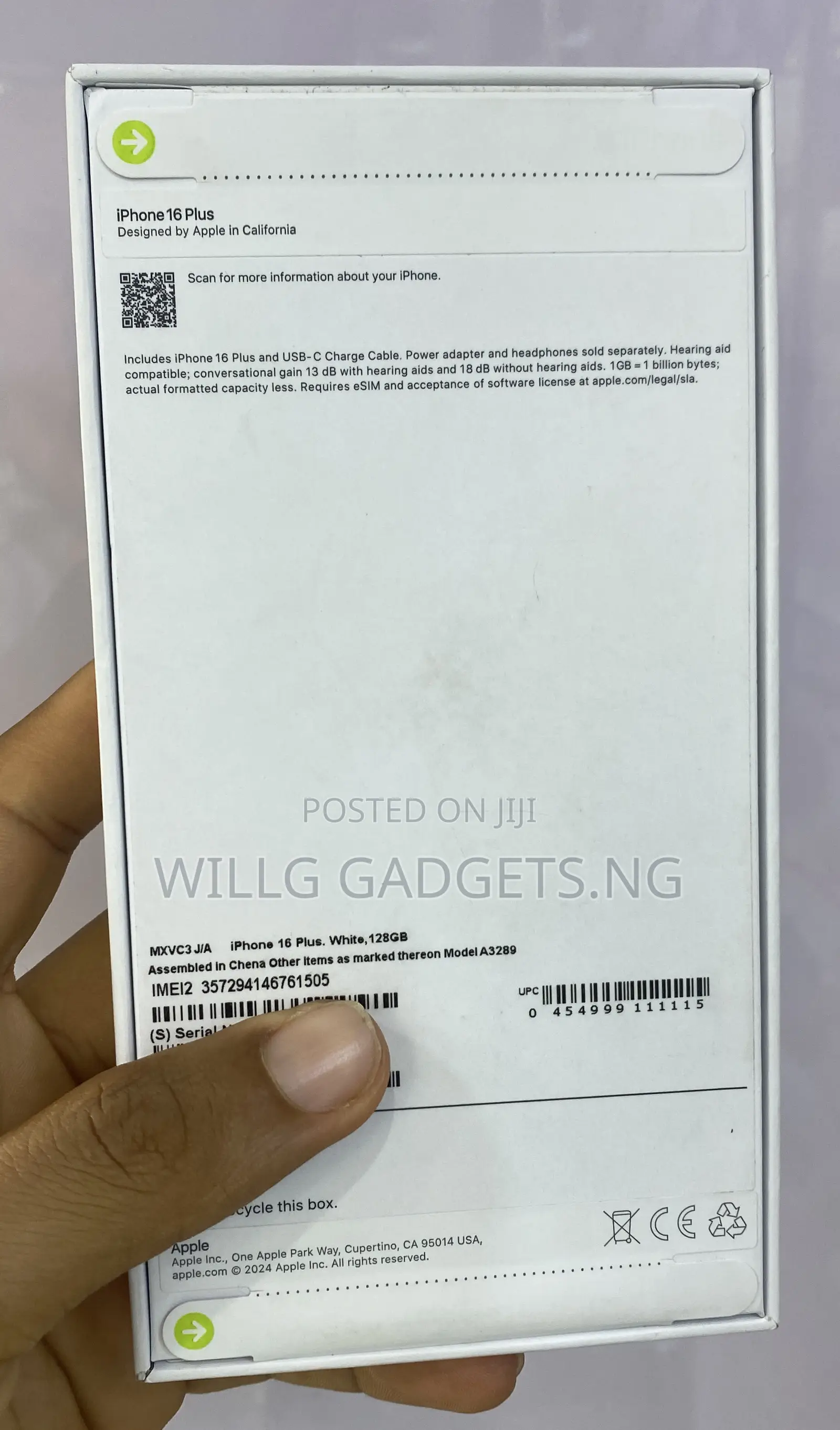 New Apple iPhone 16 Plus 128 GB White