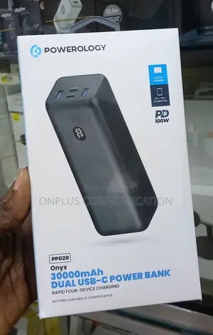 Powerology Onyx 30000mah Dual Usb-C Power Bank