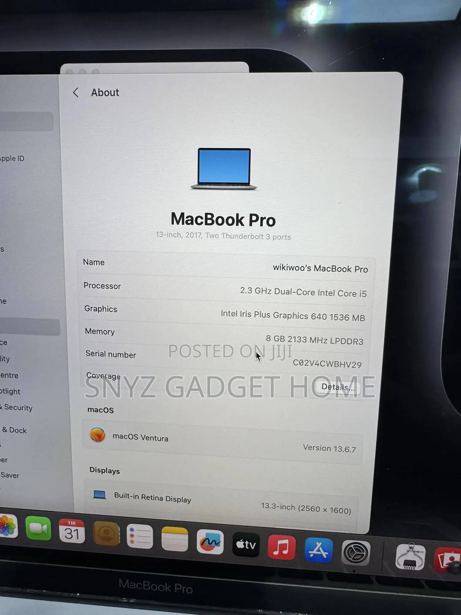 Laptop Apple MacBook Pro 2017 8GB Intel Core i5 SSD 128GB