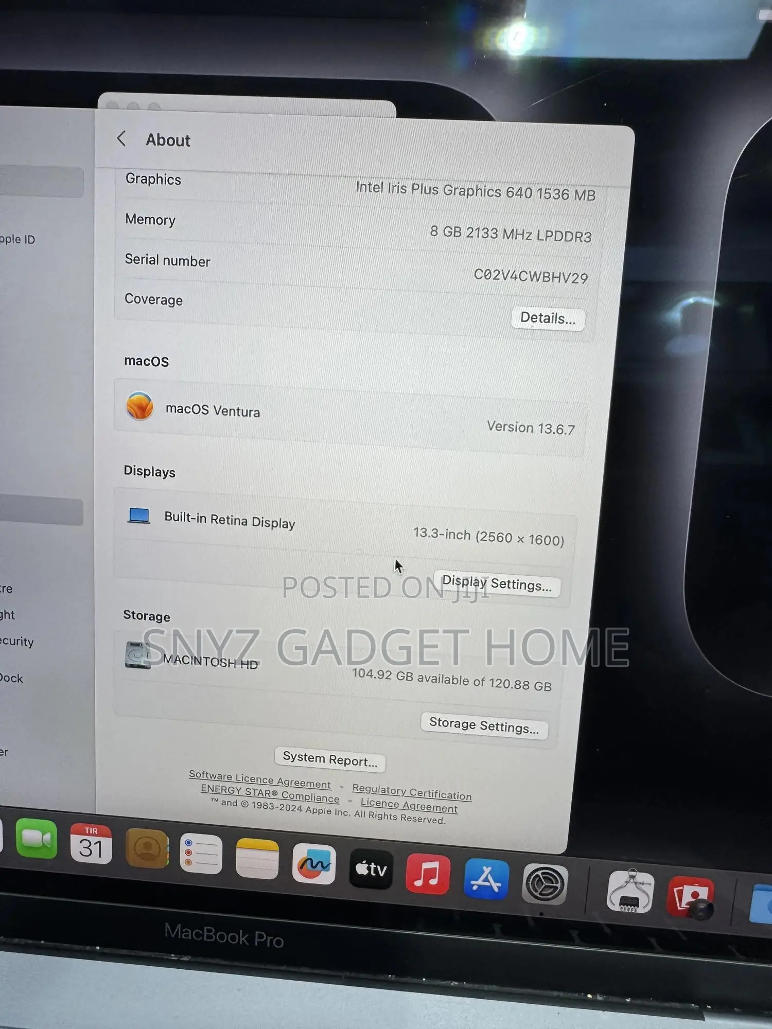 Laptop Apple MacBook Pro 2017 8GB Intel Core i5 SSD 128GB