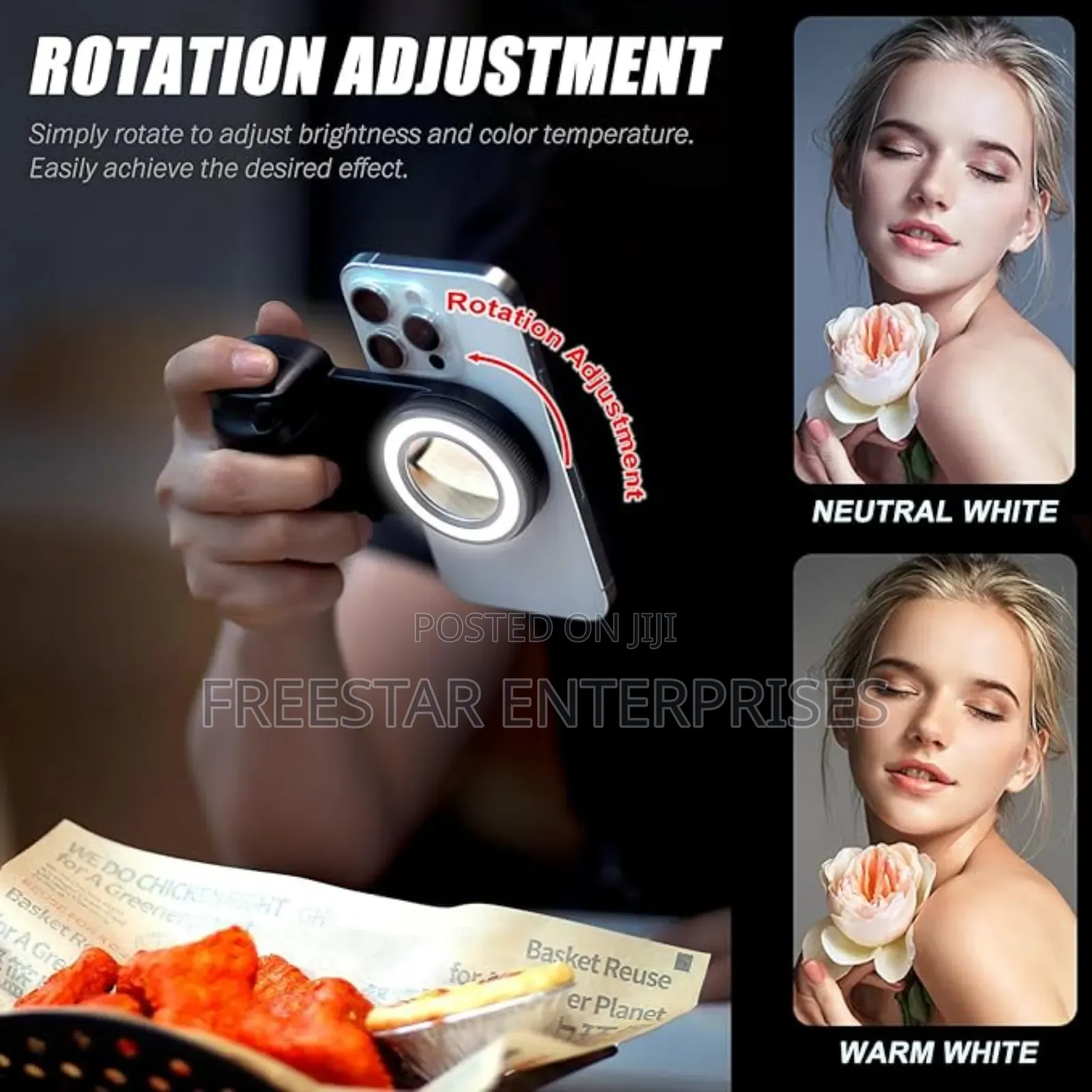 Magnetic Selfie Ring Light, Snap Grip