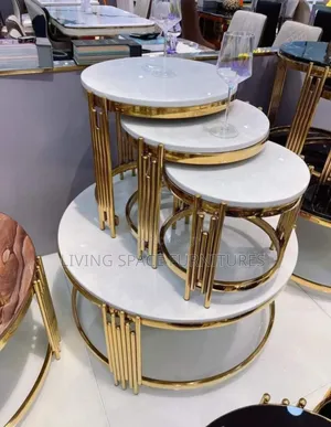 Marble Top Center Table With 3 Side Stools