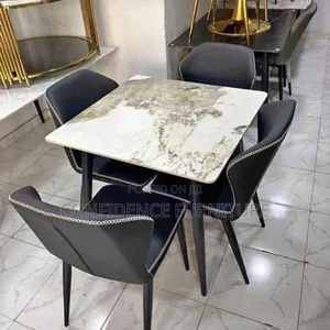 Marble Dining Table With Quality Leather Chair