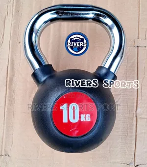 10kg Rubber Coated Cast Iron Kettlebell With Chrome Handle