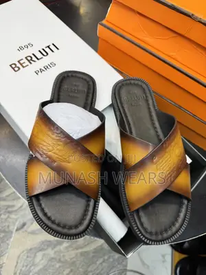Berluti Leather Slipers , Brown Skin Design