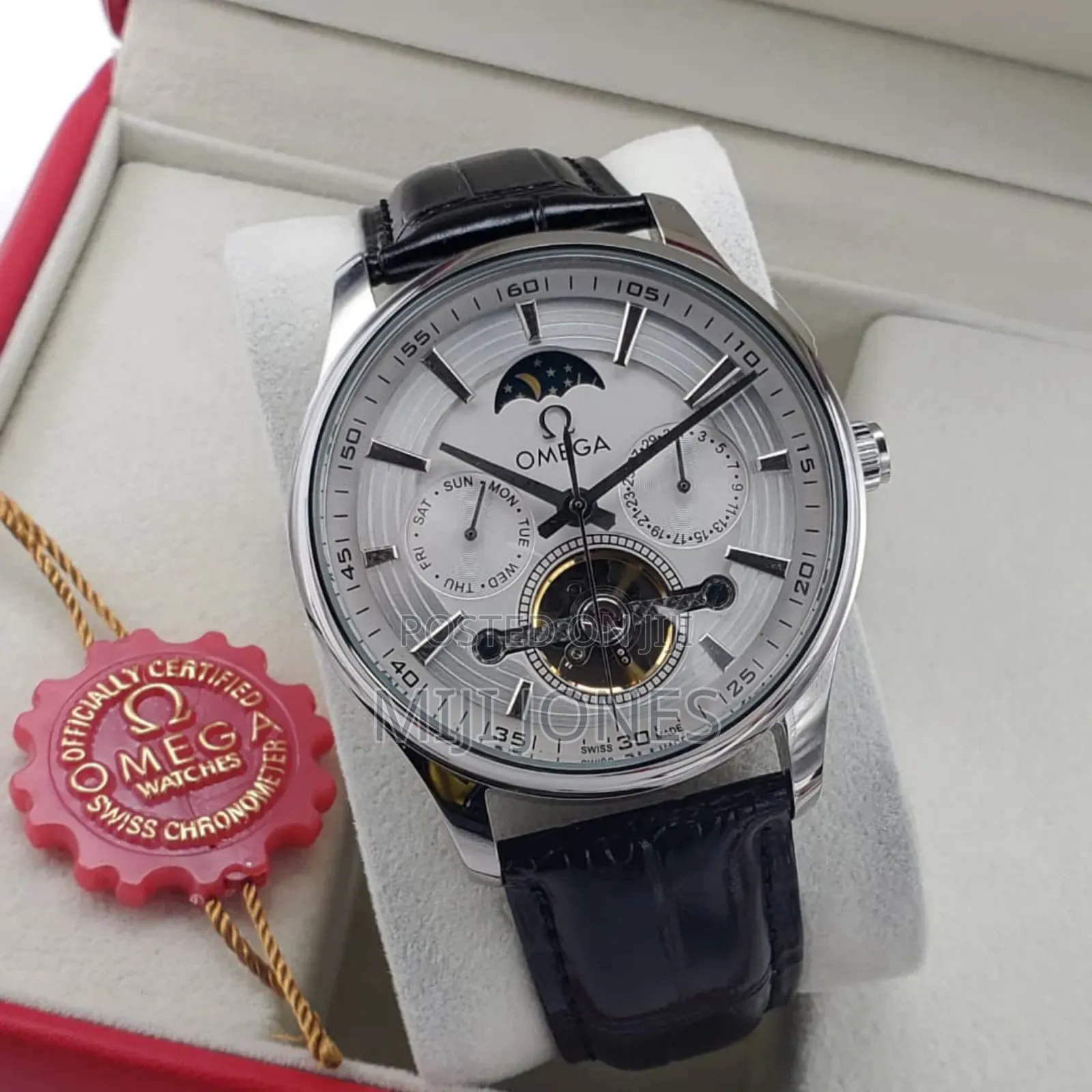 "Men's Luxury Watch: Omega-Style Automatic Mechanical"