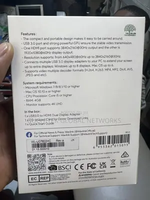 Wavlink Usb 3.0 or Usb C to Hdmi Adapter for Dual Monitors.
