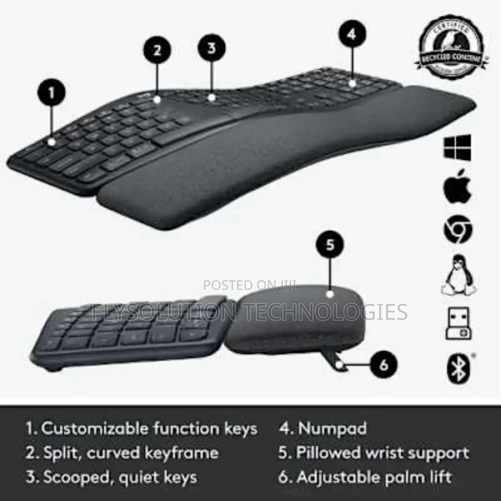 Logitech Ergo Wireless Keyboard - Black