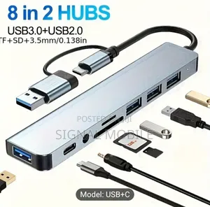 8 in 2 Usb Hub With Multi-Port Adapter for Laptop Tablet