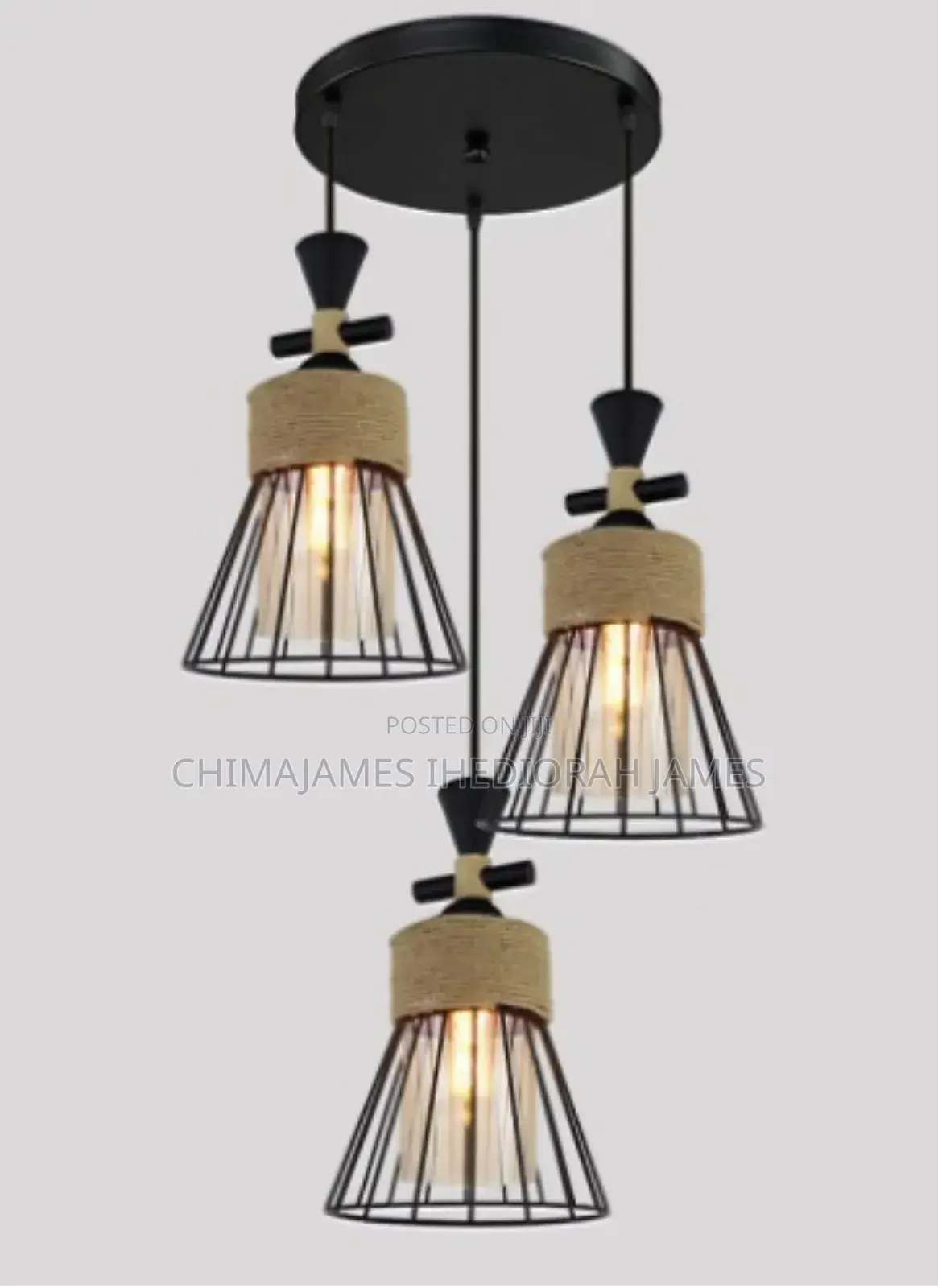 Wire Cage Pendant Light Diamond Shape Hanging Lamp Black