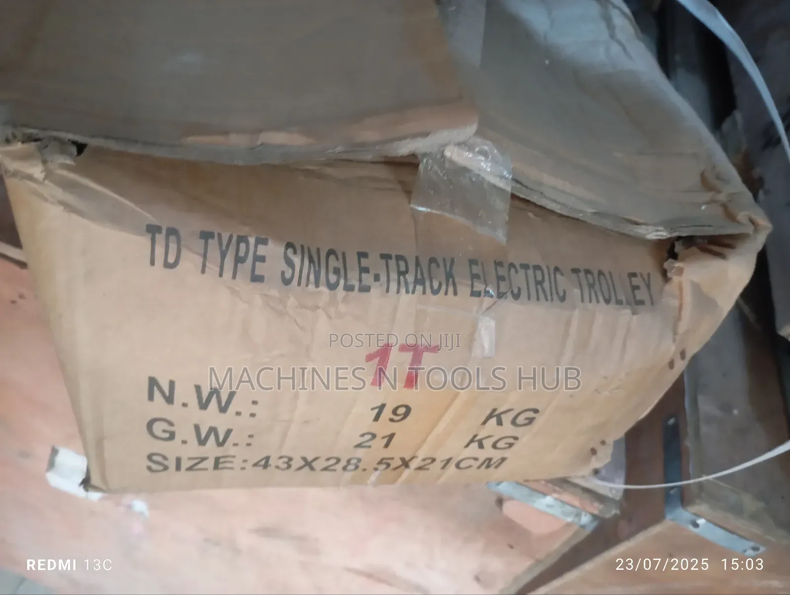 Single Track Electric Hoist Trolley 1000kg