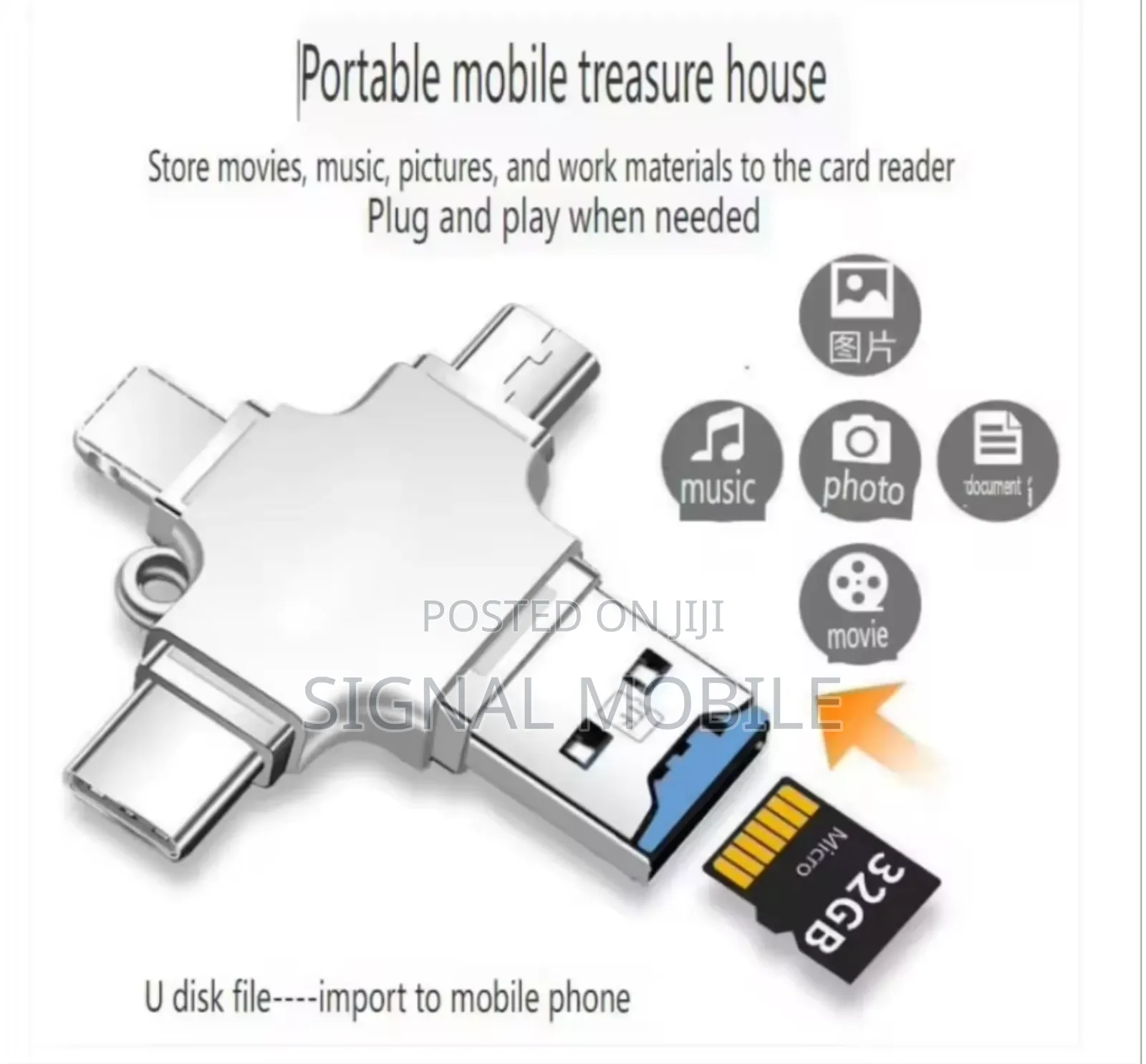 4 in 1 Sd Card Reader for iPhone iPad Mac Pc Mini Otg Reader