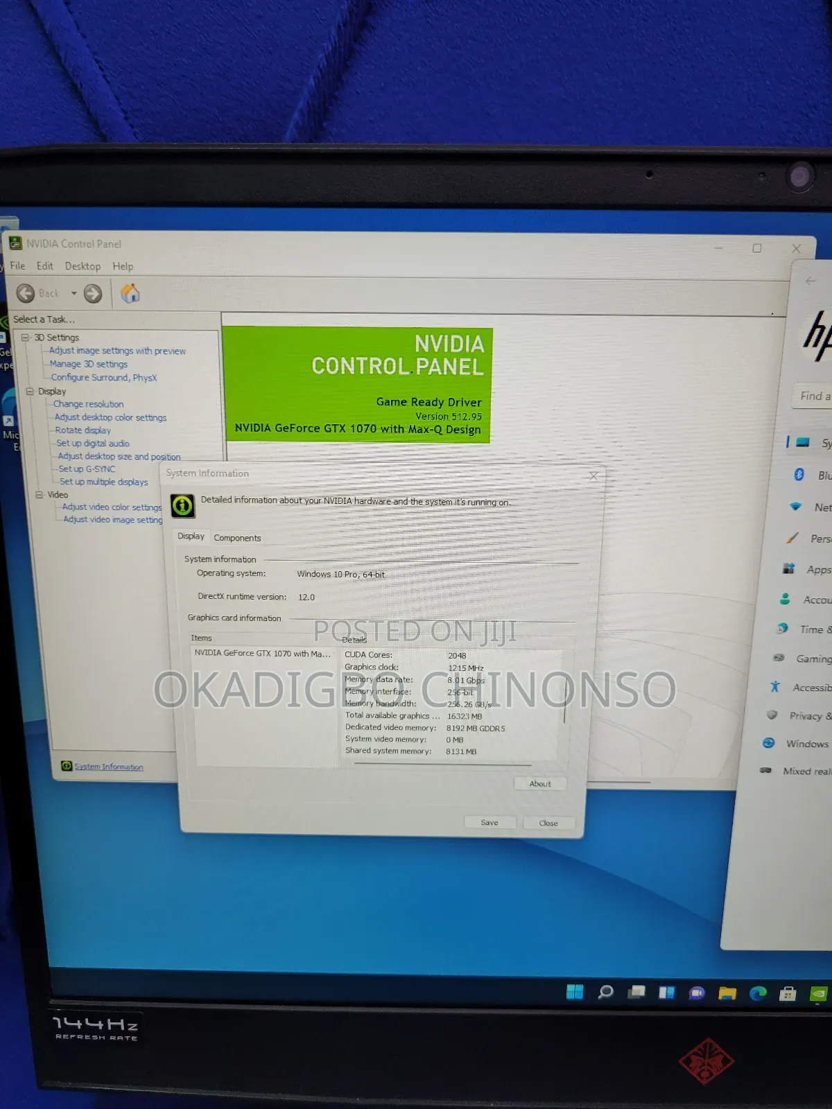 Laptop HP Omen 15-dh002nr 16GB Intel Core i7 SSD 512GB