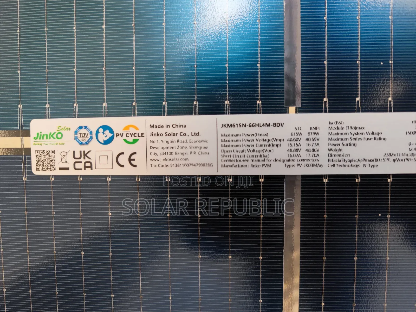 615w Jinko Mono Solar Panel