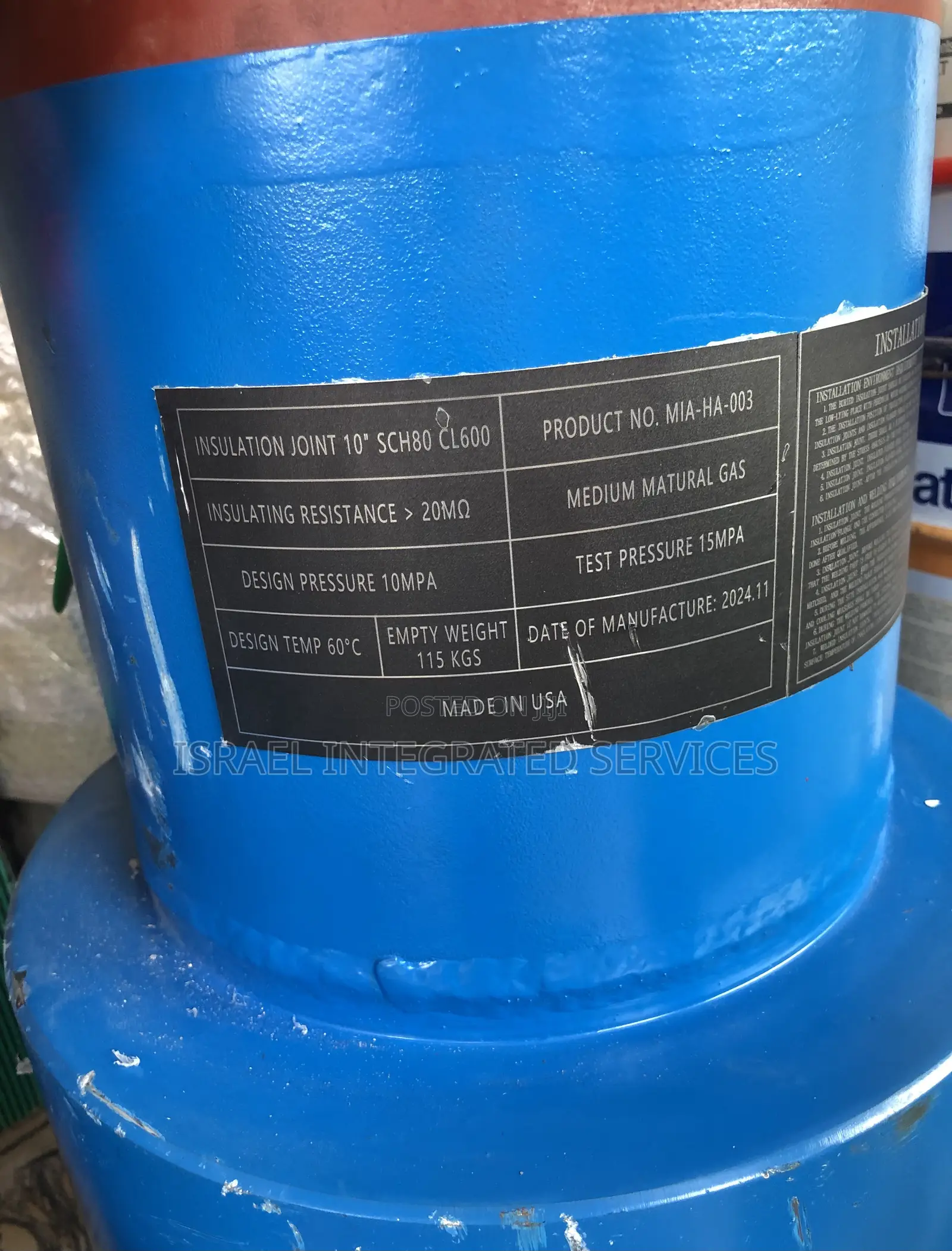 Insulation Joint 10” Sch80 Cl600