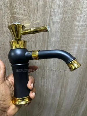 Black and Gold Diamond Head Mixer Tap
