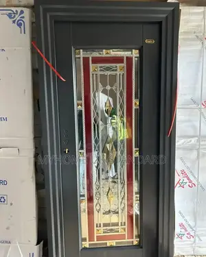 High Security, Decorative Glass Copper Door 3ft