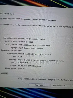Laptop Razer Blade 16GB Intel Core I7 SSD 1T