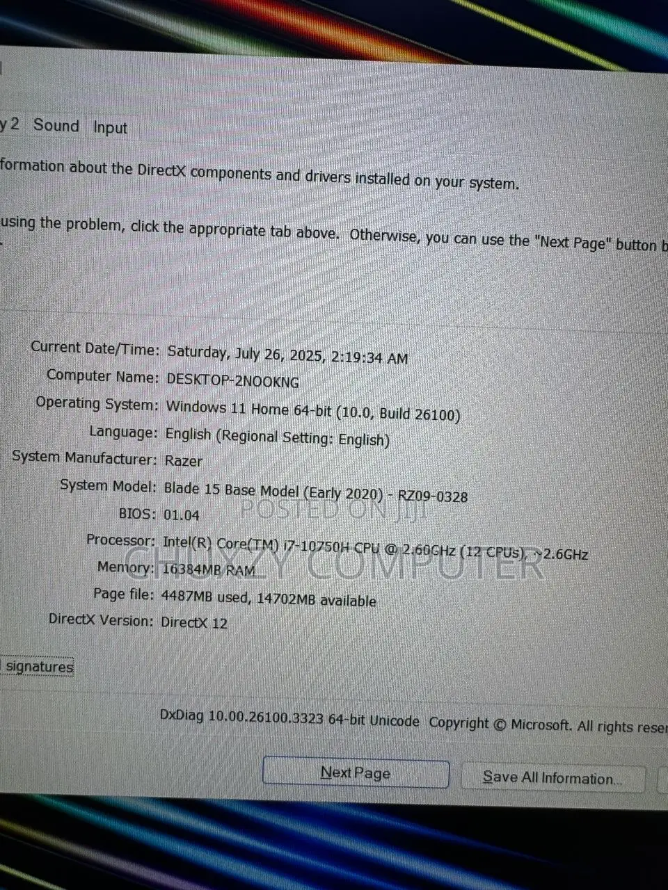 Laptop Razer Blade 16GB Intel Core I7 SSD 1T