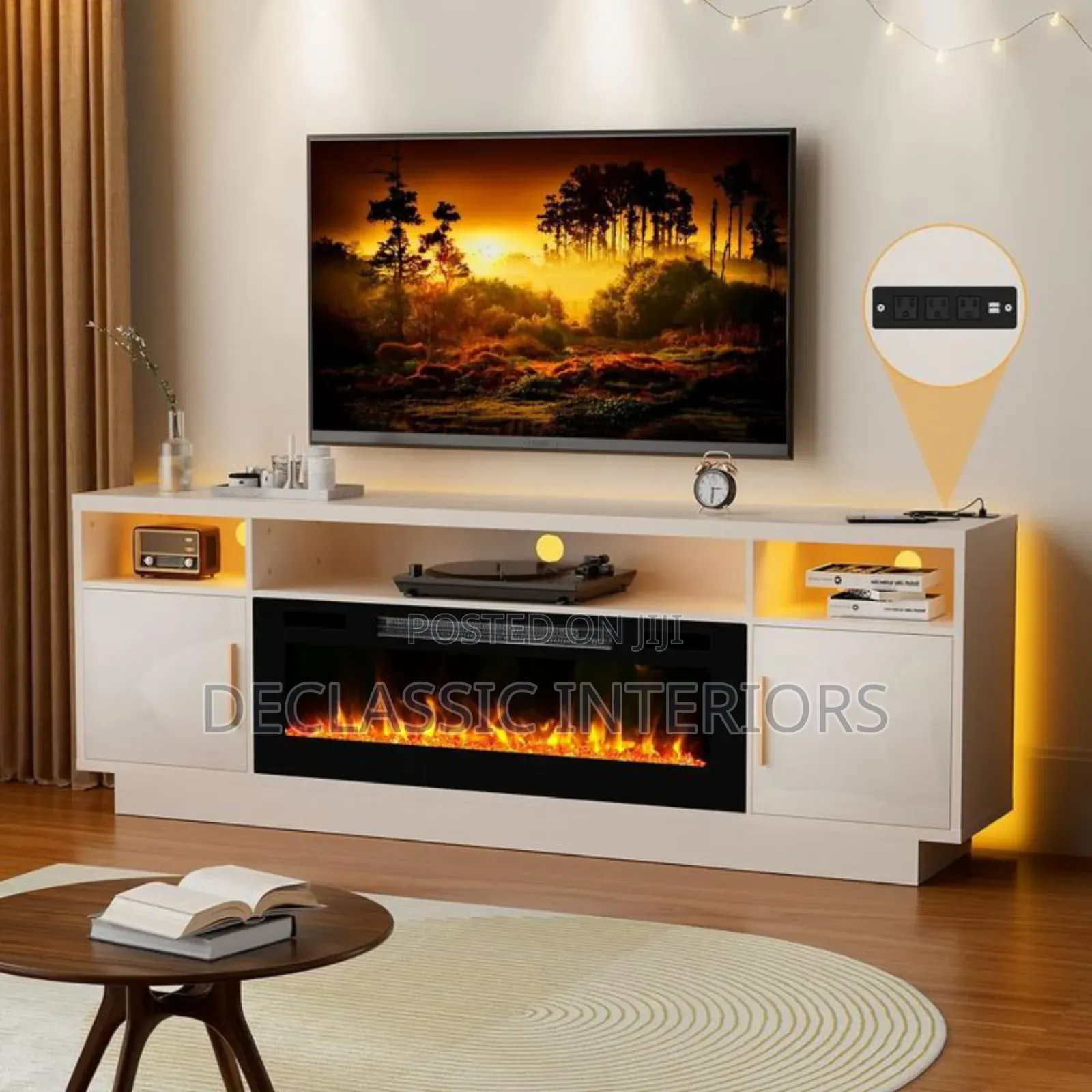 Small but Classy Tv Console With Fireplace Decor