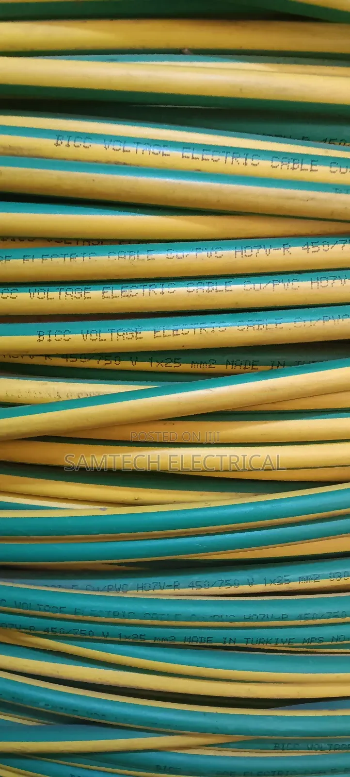 25mm Single Cable Green and Yellow