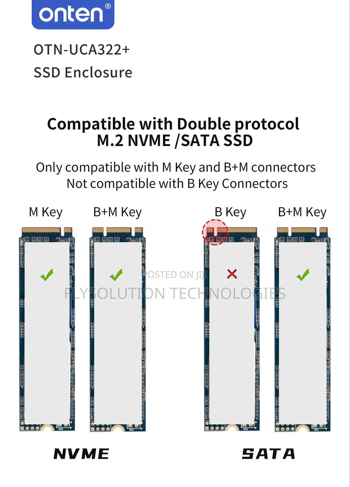 Onten Otn-Uca322+ M.2 Nvme Sata SSD Enclosure