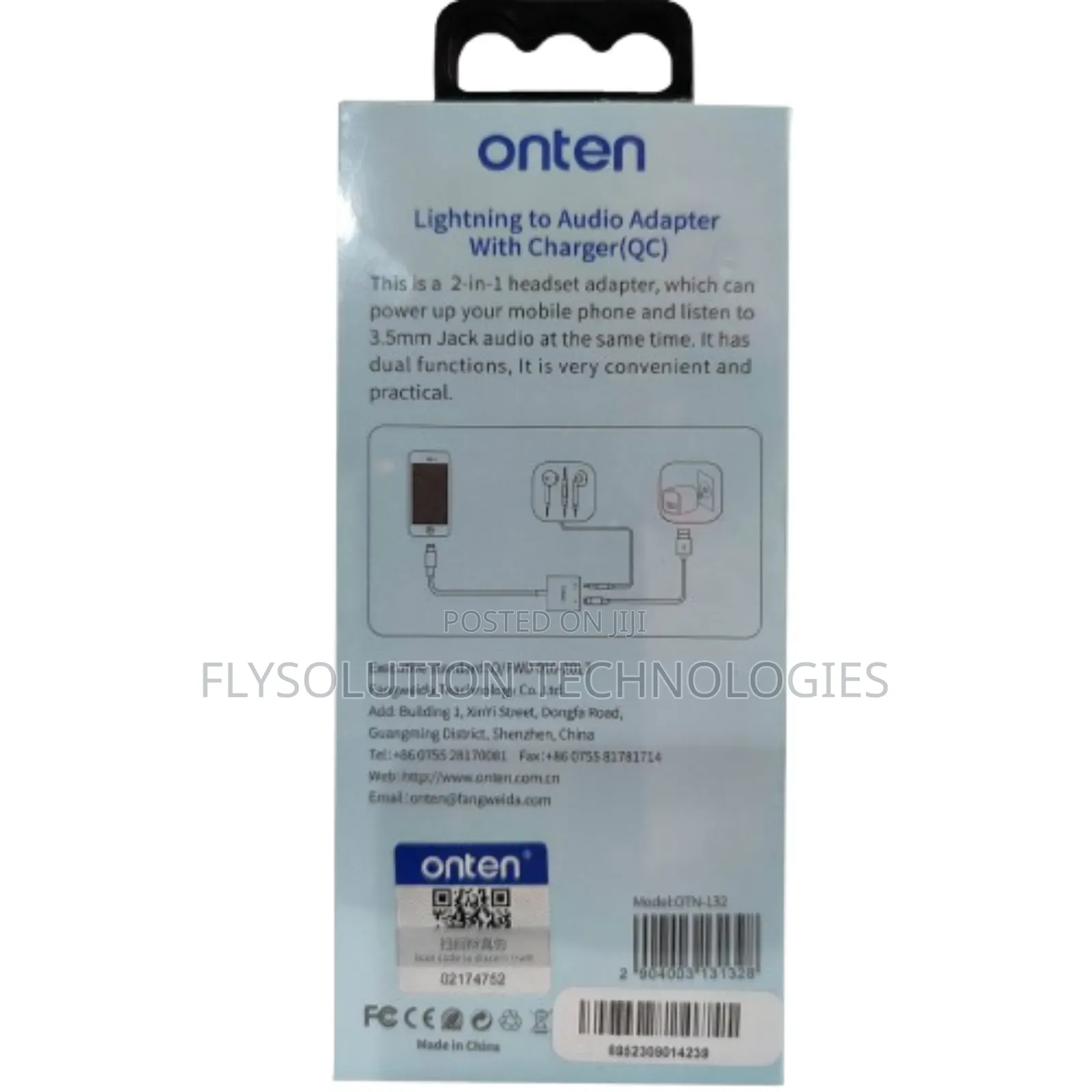 Onten Otn-132 2-in-1 Lightning to Audio Qc Charging Adapter