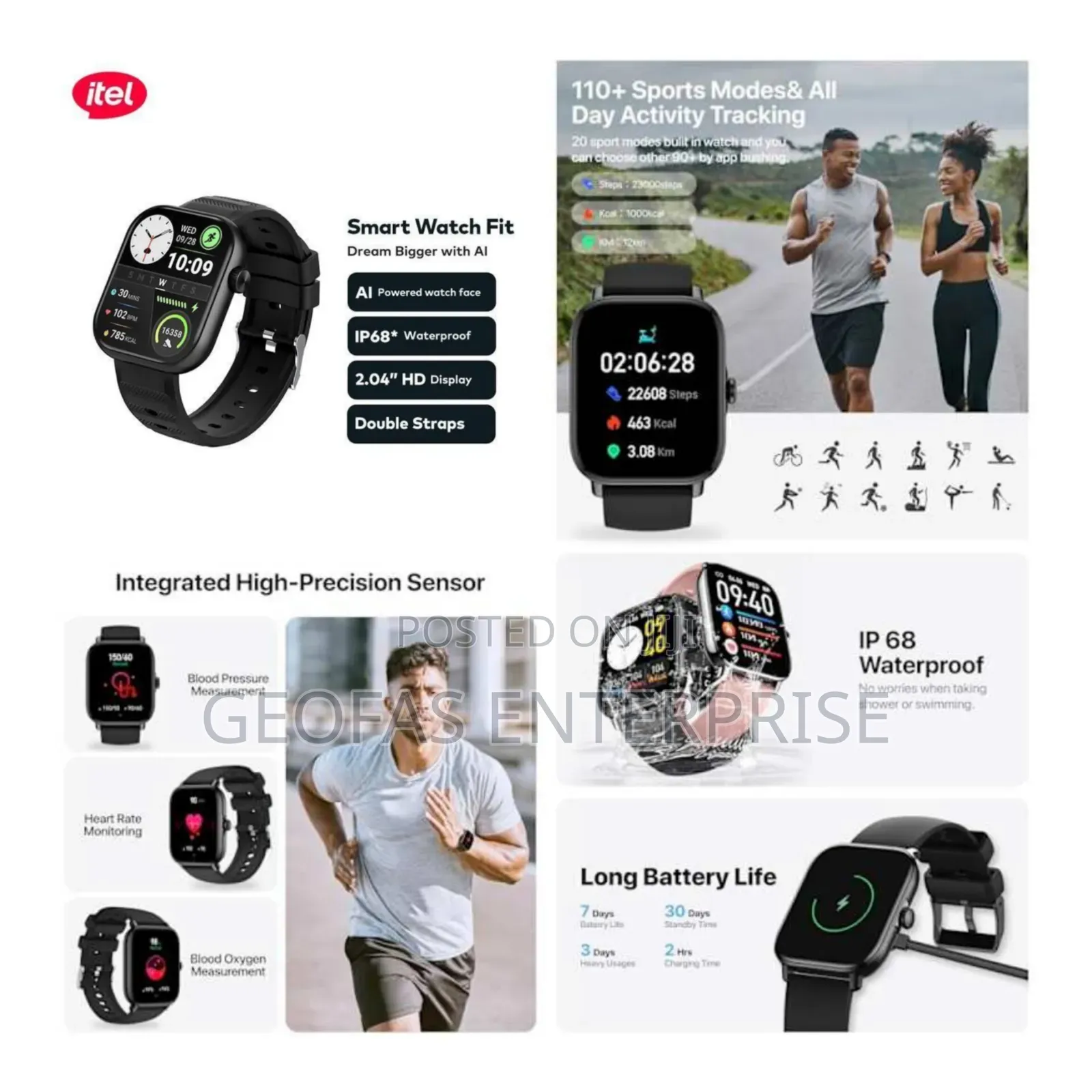 Dream Bigger With Ai Waterproof Smart Itel Watch Fit Isw-020