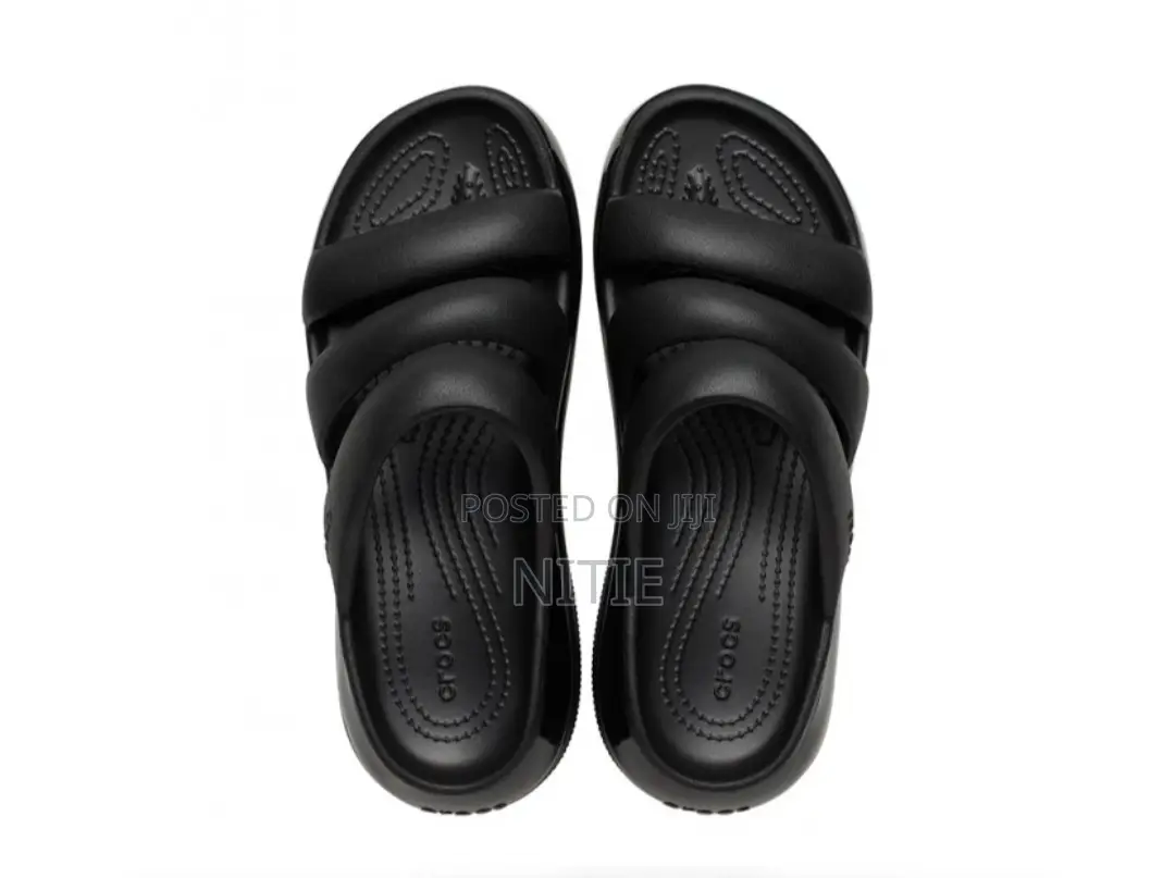 Mega Crush Triple Strap Crocs Slide (Black)