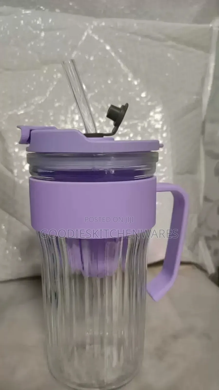 Glass Cup With Straw