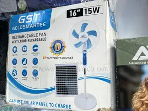 GST Goldsmartee 16" 15w Rechargeable Fan With a Solar Panel