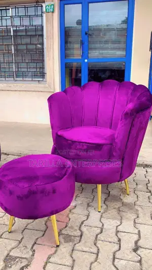 Velvet Accent Chair With Ottoman
